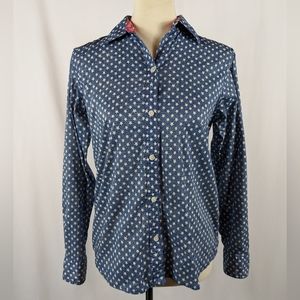 American Living Shirt Blue Star Button Up Long Sleeve Collared Top Womens Sz S